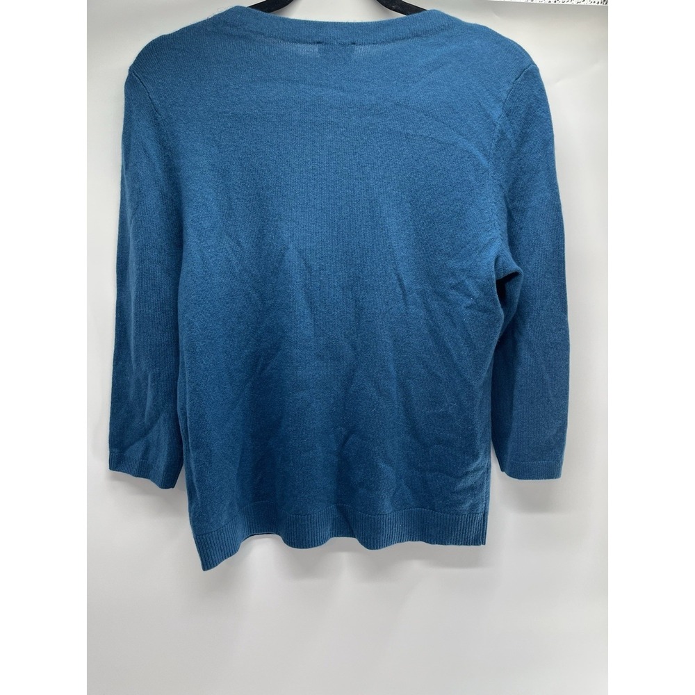 WOMANS TEAL 100% CASHMERE SWEATER TALBOTS PETITE Large - Picture 5 of 7